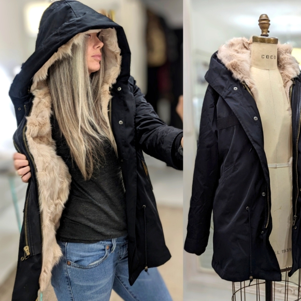 Fox Fur Lined Rain Coat